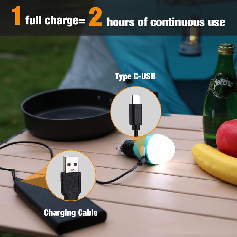 Ever Brite Rechargeable Camping Light, Portable Tent Lantern, 3 Lighting Modes, Hanging Tent Light Bulbs with Clip Hook for Hiking, Fishing, Backpacking, Emergency and More-Blue - Image 4